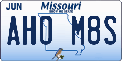 MO license plate AH0M8S