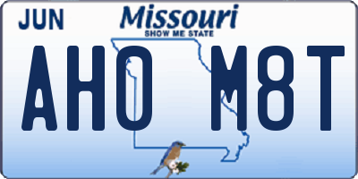 MO license plate AH0M8T