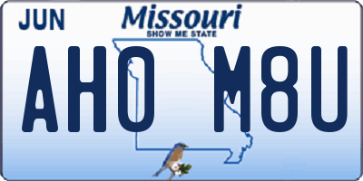 MO license plate AH0M8U