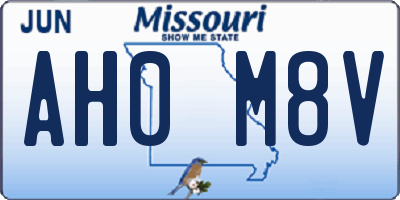 MO license plate AH0M8V