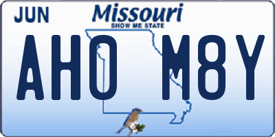 MO license plate AH0M8Y