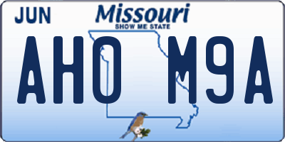 MO license plate AH0M9A