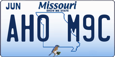 MO license plate AH0M9C