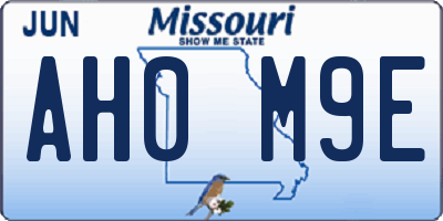 MO license plate AH0M9E