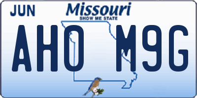 MO license plate AH0M9G