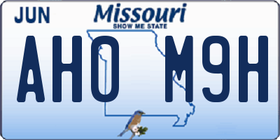 MO license plate AH0M9H