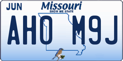 MO license plate AH0M9J