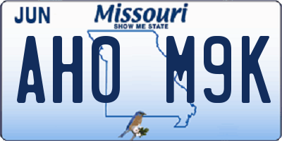 MO license plate AH0M9K