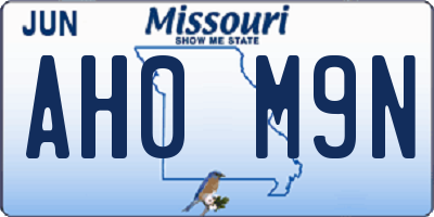 MO license plate AH0M9N