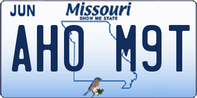 MO license plate AH0M9T