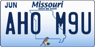 MO license plate AH0M9U