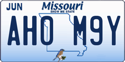 MO license plate AH0M9Y