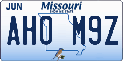 MO license plate AH0M9Z