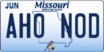 MO license plate AH0N0D