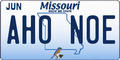 MO license plate AH0N0E