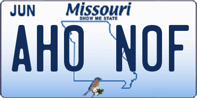 MO license plate AH0N0F