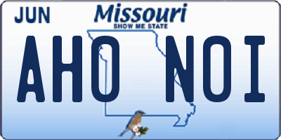 MO license plate AH0N0I