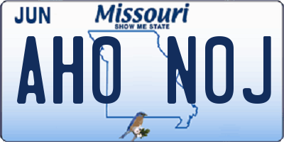 MO license plate AH0N0J