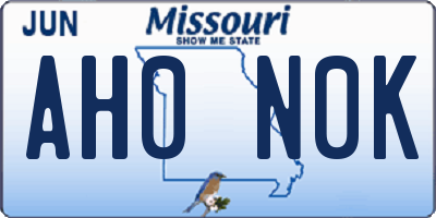 MO license plate AH0N0K