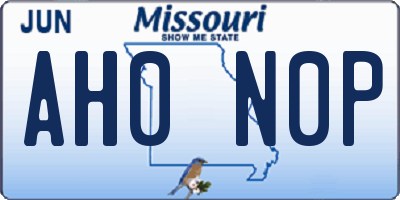 MO license plate AH0N0P