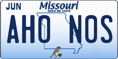 MO license plate AH0N0S