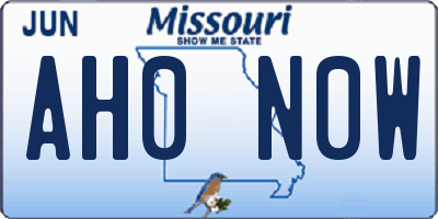 MO license plate AH0N0W