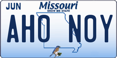 MO license plate AH0N0Y