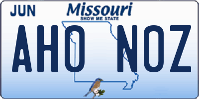 MO license plate AH0N0Z