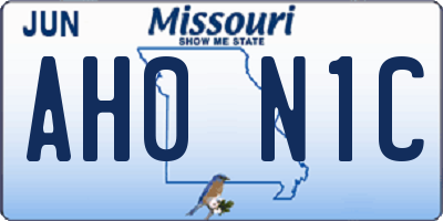 MO license plate AH0N1C