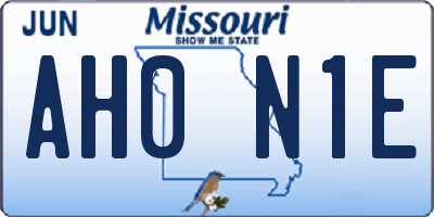 MO license plate AH0N1E