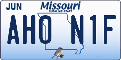 MO license plate AH0N1F