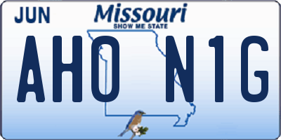 MO license plate AH0N1G