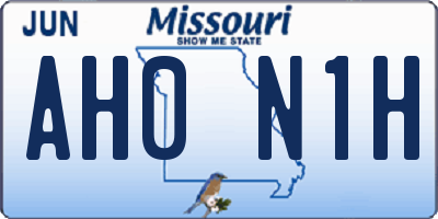 MO license plate AH0N1H