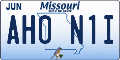 MO license plate AH0N1I