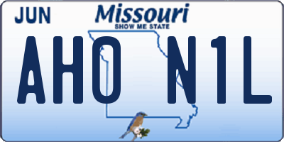 MO license plate AH0N1L