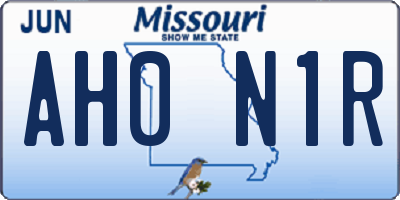 MO license plate AH0N1R