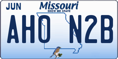 MO license plate AH0N2B