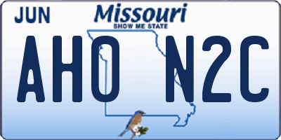 MO license plate AH0N2C