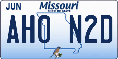 MO license plate AH0N2D