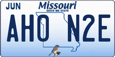 MO license plate AH0N2E