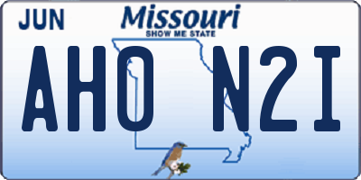 MO license plate AH0N2I