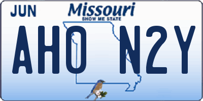 MO license plate AH0N2Y