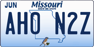 MO license plate AH0N2Z