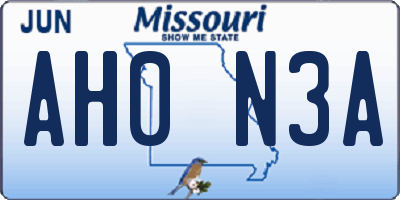 MO license plate AH0N3A