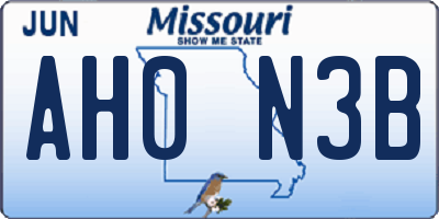 MO license plate AH0N3B
