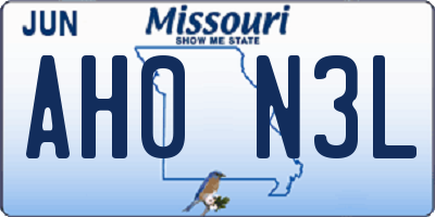 MO license plate AH0N3L