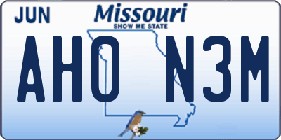 MO license plate AH0N3M