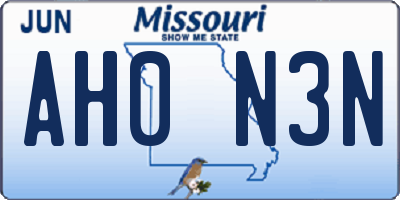 MO license plate AH0N3N