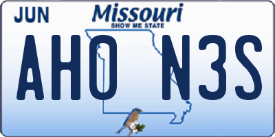 MO license plate AH0N3S