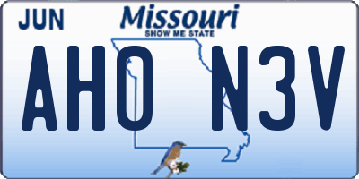 MO license plate AH0N3V